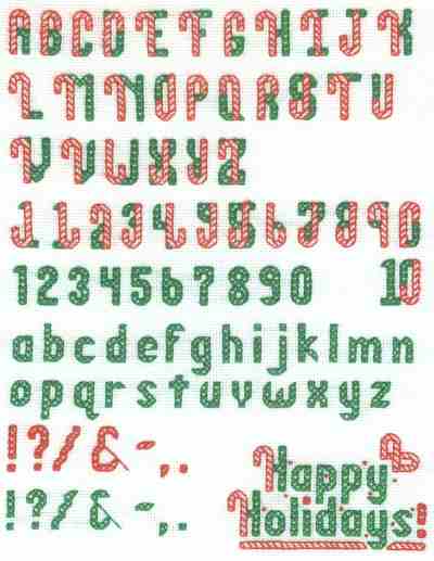 "Candy Cane" Cross Stitch Alphabet