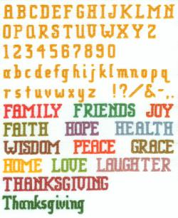 "Thanksgiving" Alphabet 9 Cross Stitch Pattern