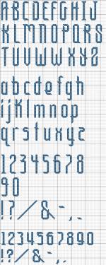 Alphabet 27 offers tall, thin letters that present some graphic interest in just a few stitches.